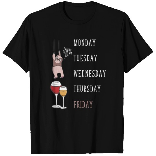 Lazy Sloth Wine Lover Funny Weekend Party T Shirts