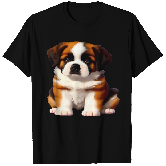 Saint Bernard Puppy Awaiting Treats T Shirts