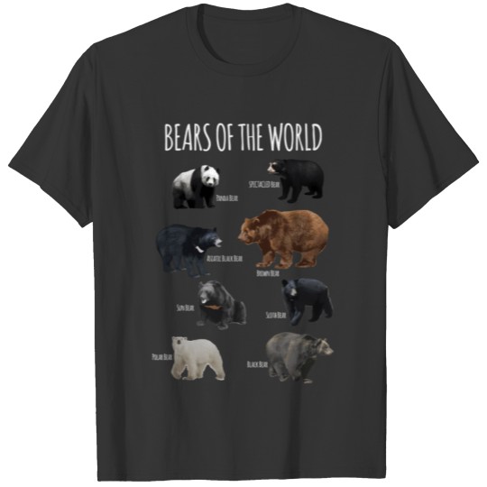 Bears Of The World Panda Polar Grizzly Black Bear T Shirts