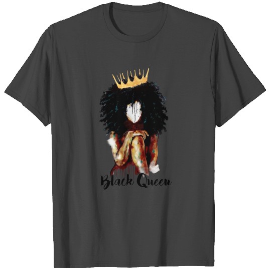 Black Queen Lady Curly Natural Afro African Americ T Shirts