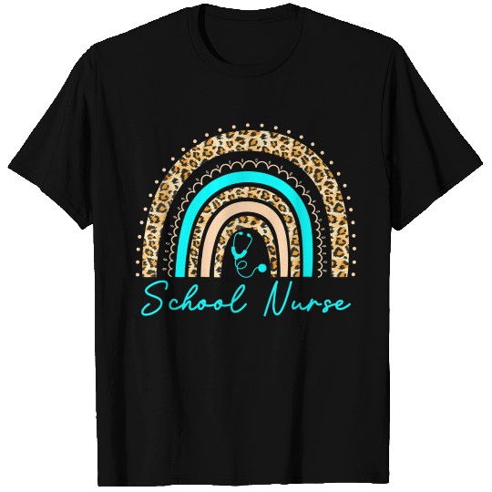 Rainbow Leopard School Nurse Seniors Work Back To T Shirts