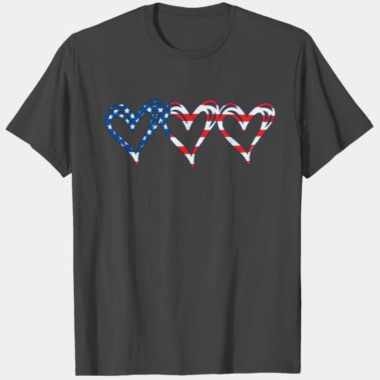 Usa Flag Patriotic American Hearts Armed Forces 4T T Shirts