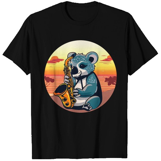 Koala Playing Saxophone at Sunset T Shirts