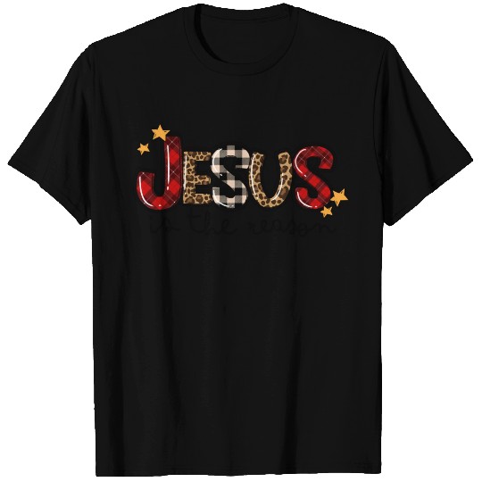 Jesus Is The Reason Buffalo Plaid Leopard Nativity T Shirts