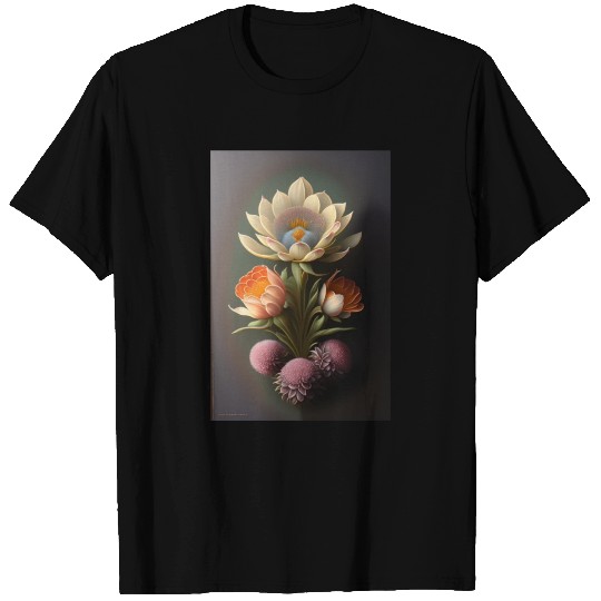 a painting of a flower on a gray background 1 T Shirts