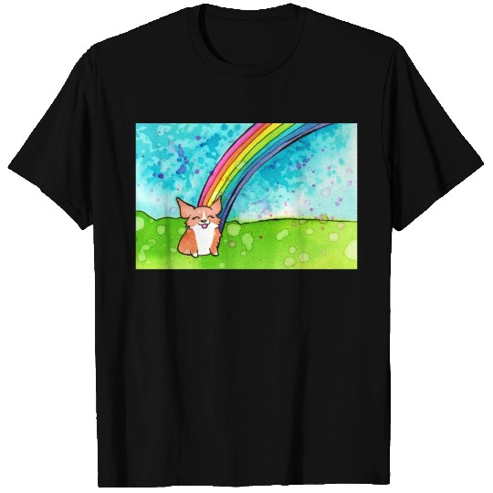 Corgi At The End Of The Rainbow T Shirts