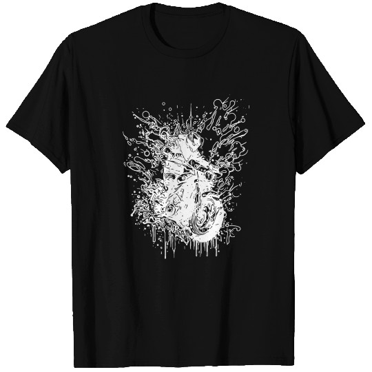 Motorcycle Off-road Ride Tattoo Splash Style T Shirts