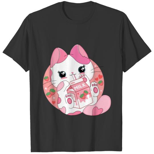 Anime Kawaii Cat Strawberry Milk N T Shirts