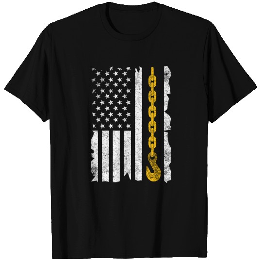 Tow Truck Us Flag Trucking Driver T Shirts