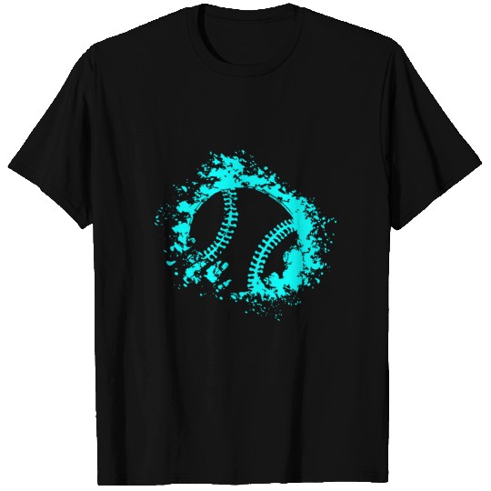 Softball Distressed Ball Teal Black T Shirts