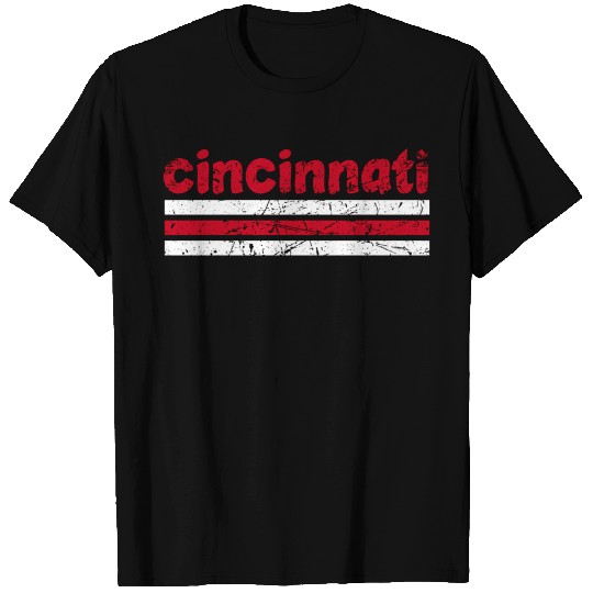 Cincinnati Ohio Three Stripe Weathered T Shirts