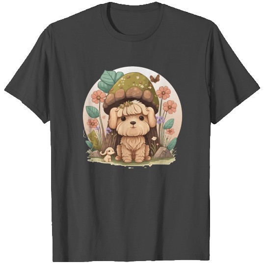 Cottagecore Cute Baby Dog Kawaii Puppy Anime Flora T Shirts