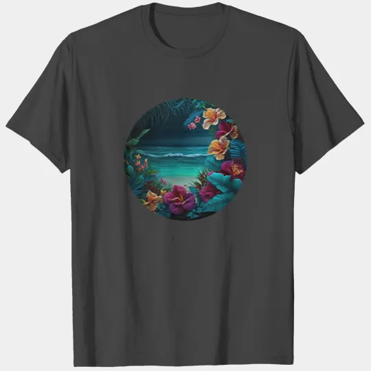 Tropical Beach Flowers Floral Island Paradise T Shirts