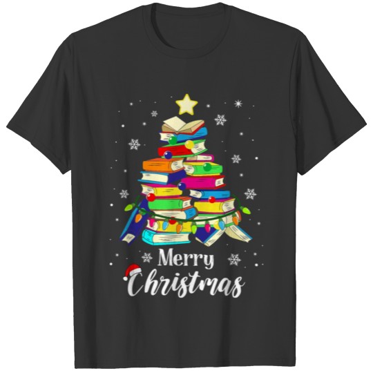 Christmas Library Tree T Shirts Love Reading Books