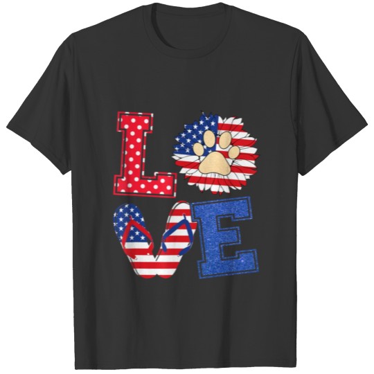 Love Sunflower Dog Lover 4Th Of July Independence T Shirts
