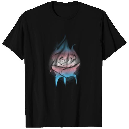 Transgender Pride Trans Flag Burning Rose Sublte T Shirts