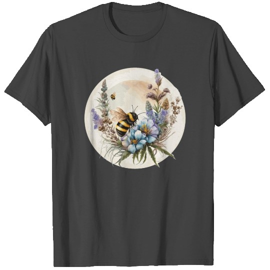 Cute Cottagecore Botanic Flower Bumblebee Watercol T Shirts