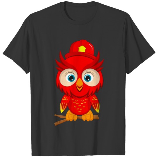 Owl Red Firefighter T Shirts