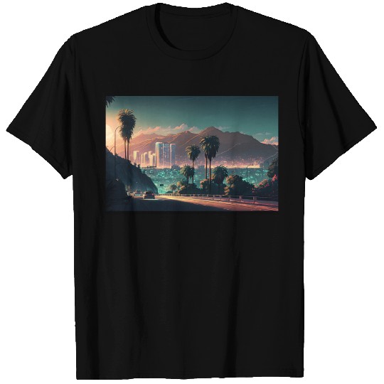 Colorful Hollywood Hills Vibrant Urban Landscape T Shirts