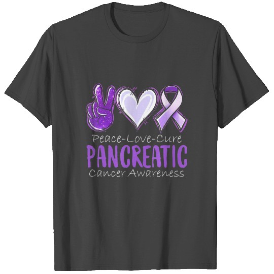 Pancreatic Cancer Awareness-Peace Love Cure T Shirts