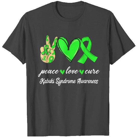 Peace Love Hopie Greens Ribbon Kabuki Syndrome Awa T Shirts