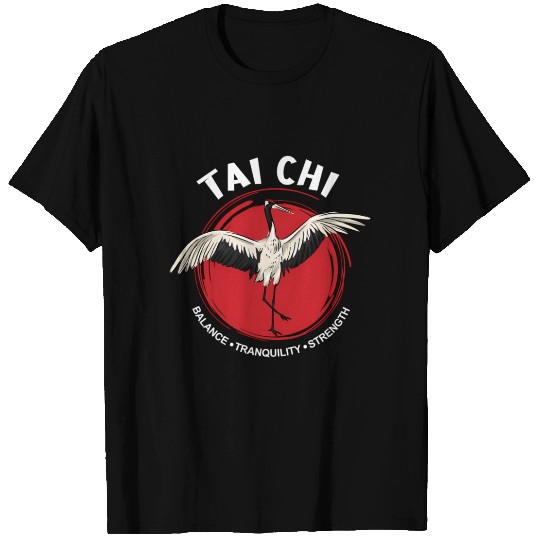 Tai Chi Crane Balance Tranquility Strength Qigong T Shirts