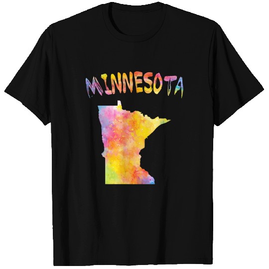 Multicolor Watercolor Minnesota State Map Digital T Shirts