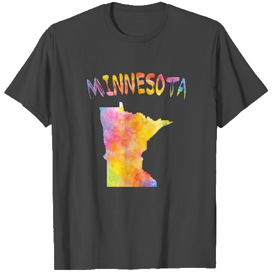 Multicolor Watercolor Minnesota State Map Digital T Shirts