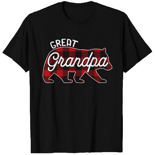 Great Grandpa Bear Red Buffalo Plaid Family T Shirts