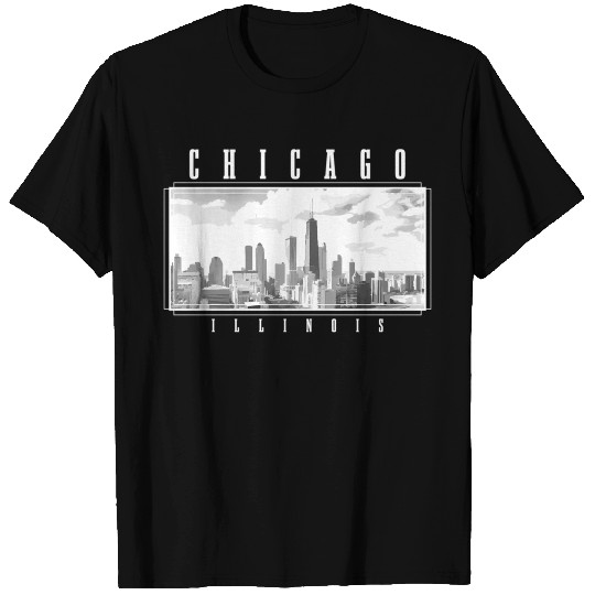 Chicago Illinois yline Pride Black White Chicago T Shirts