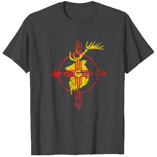 New Meco State Flag Elk Hunting Zia Symbol T Shirts
