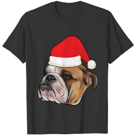 English Bulldog With Santa Claus Dog T Shirts