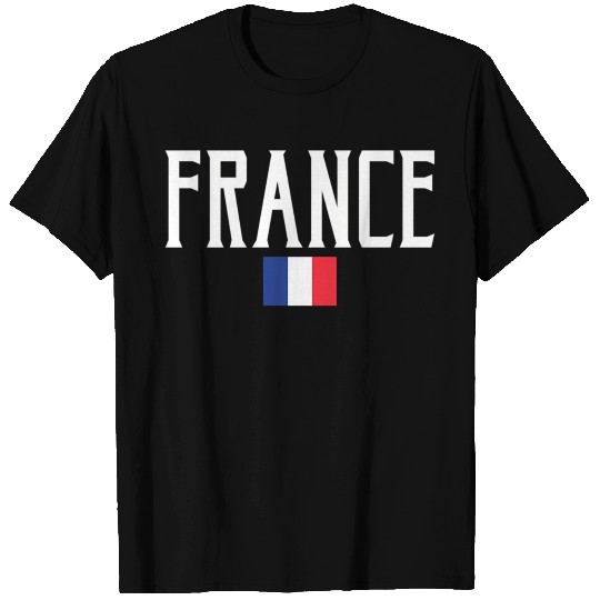 France Flag White Text T Shirts