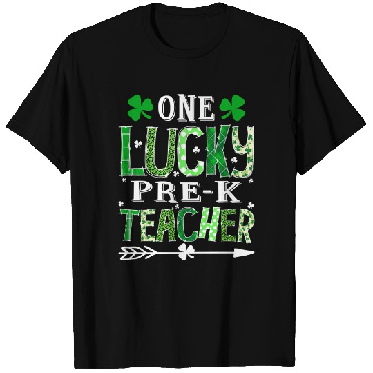 St Patrick'S Day One Lucky Pre-K Teacher Shamrock T Shirts