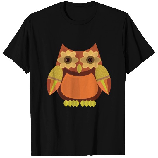 Harvest Owl Red Orange T Shirts