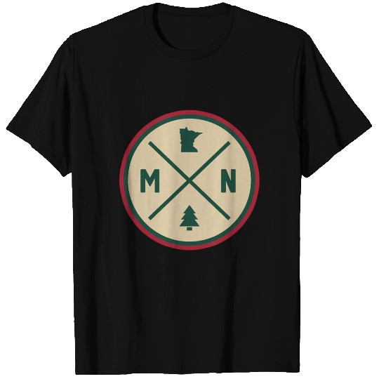 Minnesota Mn Circle Patch Red And Green T Shirts