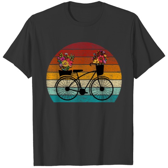 Vintage Cycling Sunset Wildflower Floral T Shirts