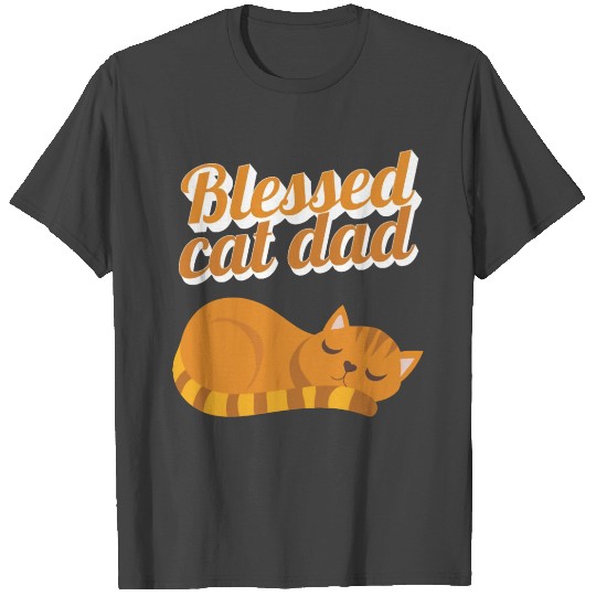 Funny Blessed Cat Dad Orange Tabby Cat Feline T Shirts