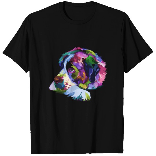 Saint Bernard Pop Portrait Colorful For Dog Owners T Shirts