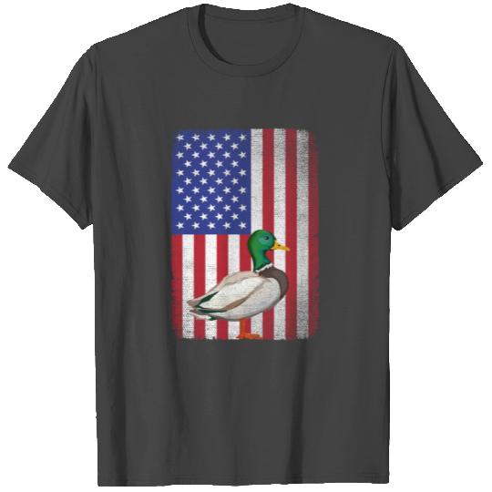 Patriotic Duck Hunting Waterfowl American Flag T Shirts