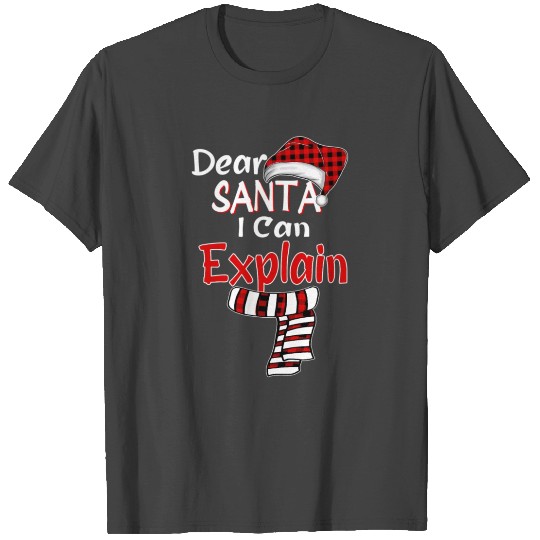 Santa Claus Red Plaid Dear Santa I Can Explain T Shirts