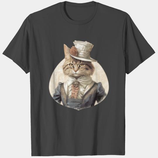 Cat in 1800 years style Dressed Nobel Baroque T Shirts