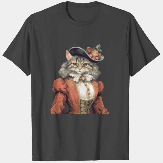 Cat in 1800 years style Dressed Nobel Baroque T Shirts