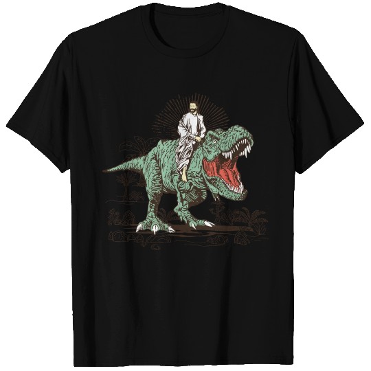 Jesus Riding A Dinosaur T-Rex Funny Vintage T Shirts