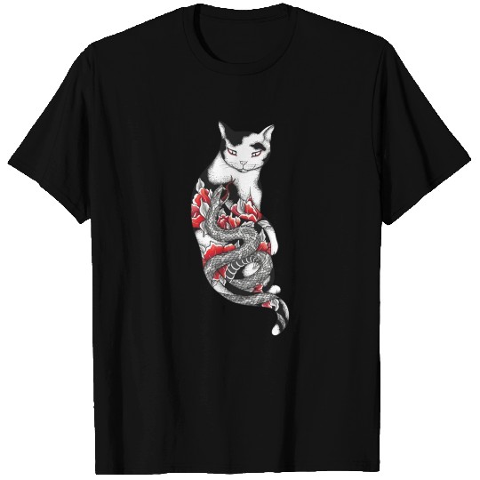 Cat In Grey Snake Tattoo T Shirts