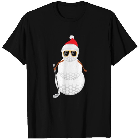 Santa Snowman Golf Ball Golfer T Shirts