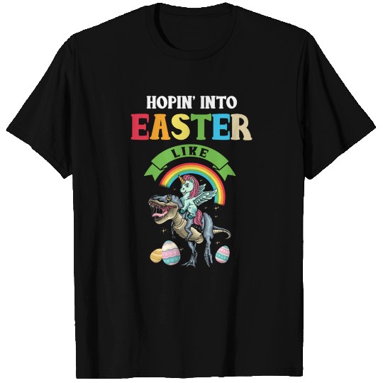 Unicorn Riding A T Rex Dinosaur Funny Easter T Shirts