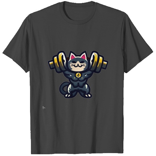 Weight Lifting Lucky Cat T Shirts