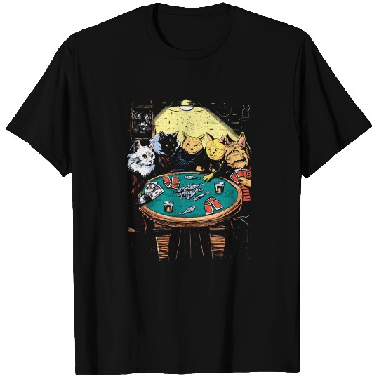 Vintage Cat Gambler Feline Card Game Gambling Cat T Shirts