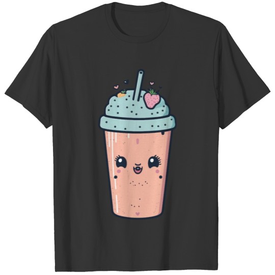 Kawaii Strawberry Milk Boba Tea T Shirts